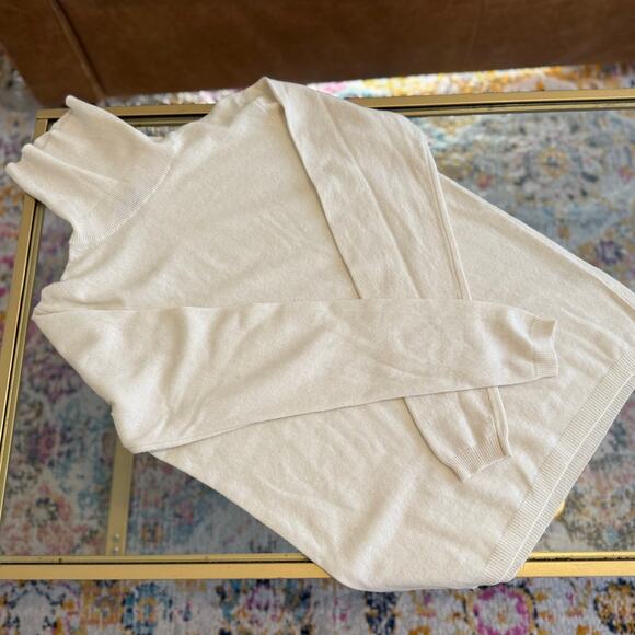 Cashmeritaly Cream Cashmere Blend Turtleneck Sweater Womens Large Quiet Luxury - Picture 3 of 6